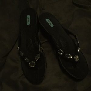 Black Oka b rhinestone accents Gently used size 8